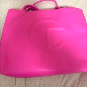 Fuchsia Women's Telfar Medium Tote Bag with Embossed Logo